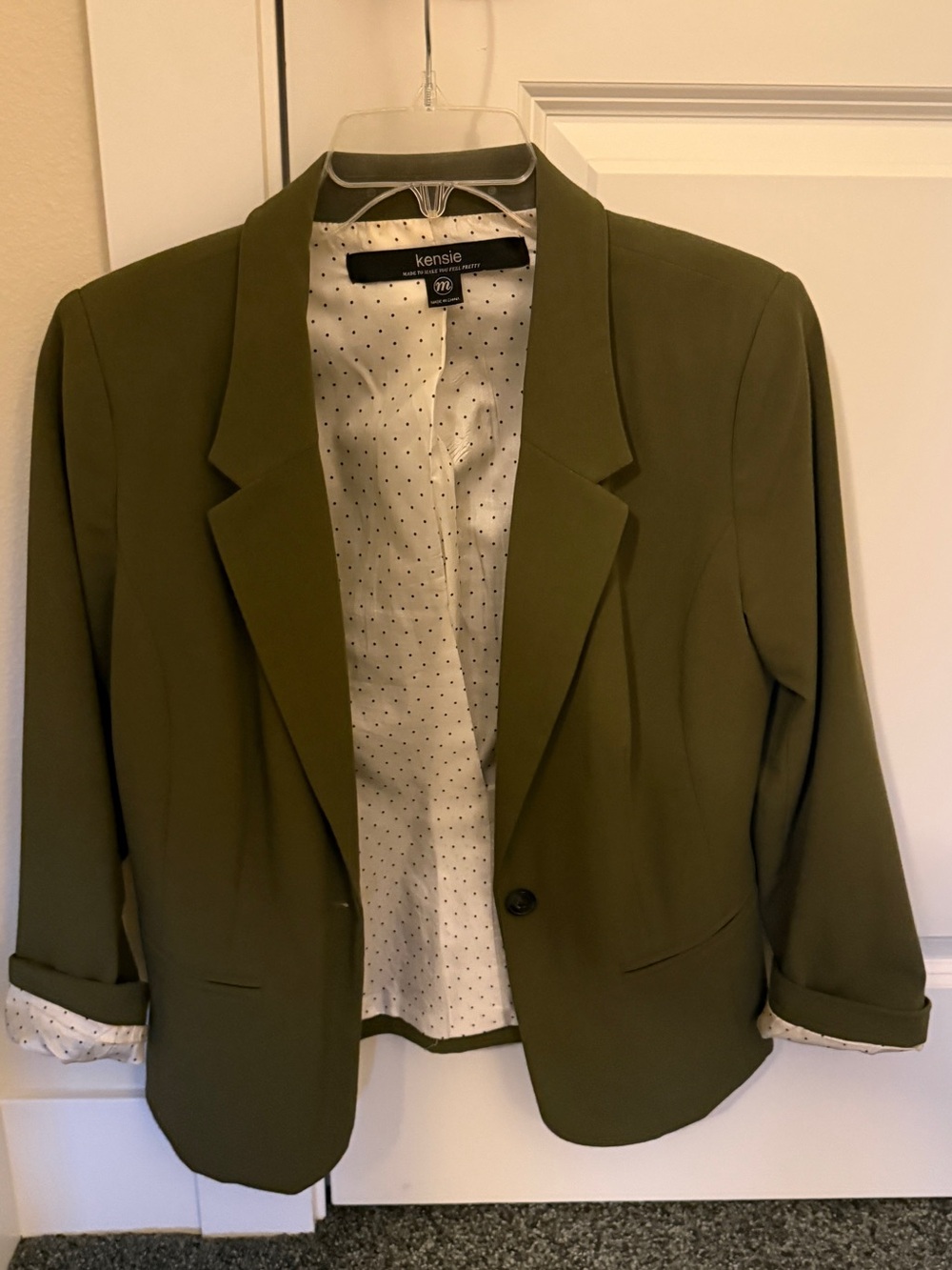 Kensie Olive Green Single-Button Blazer